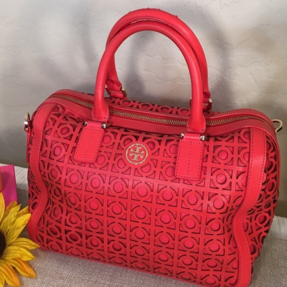 Used Tory Burch Kelsey Poppy Middy Satchel